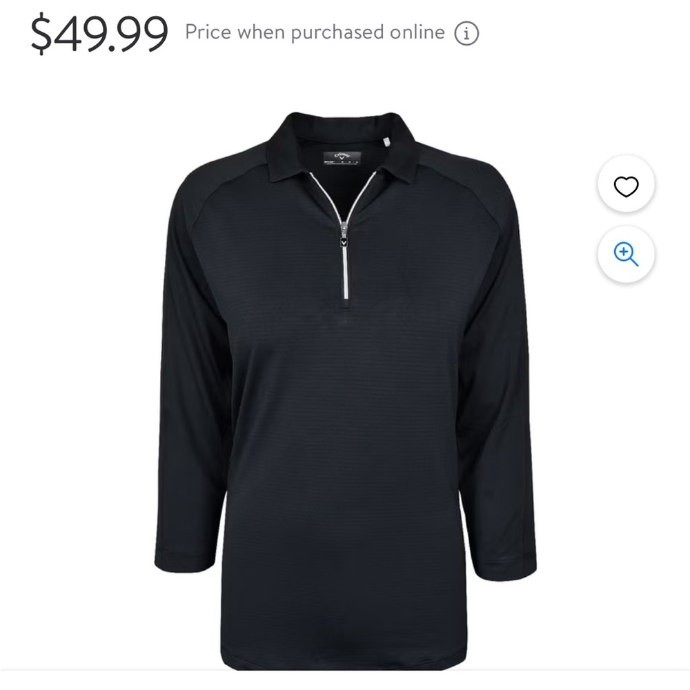 Callaway Golf Ladies 3/4 Sleeve Shadow Stripe Polo Caviar NWT